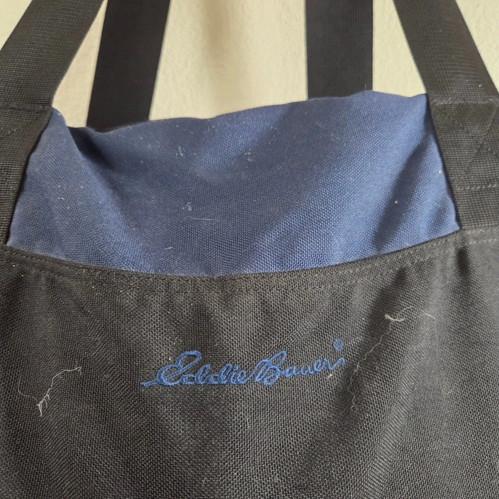 Eddie Bauer Duffle Bag Black Navy Blue Canvas Travel Gym Weekend Carry On Bag